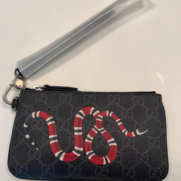 Gucci Kingsnake Print GG Supreme Canvas Pouch - Picture 1 of 6